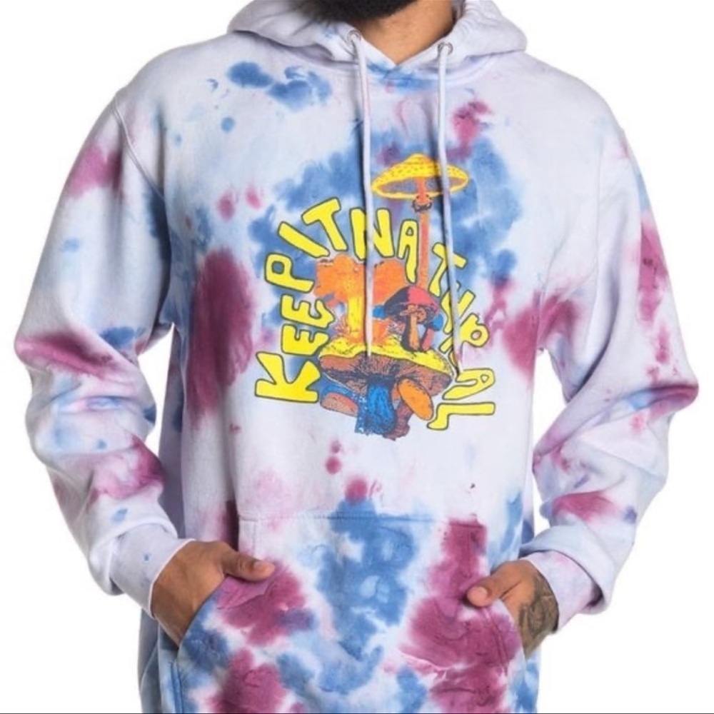 Altru Men's Tie Dye Graphic Novelty Hoodie Sweatshirt Grunge Skater sz M NWT